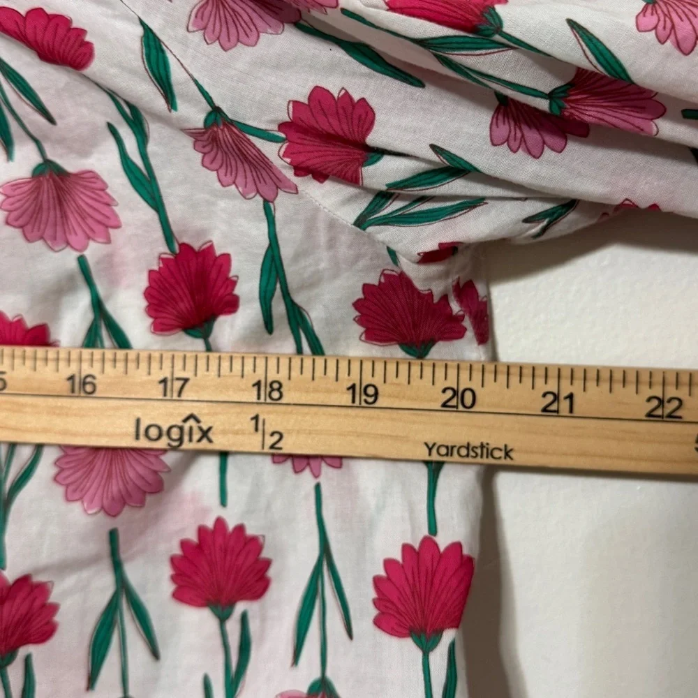 J. Crew Floral Tie Back Ruffle Top Size Medium Pink